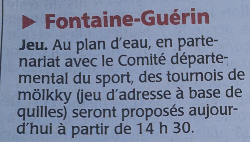 courrier de l'ouest fontaine guerin - Palet FNSMR